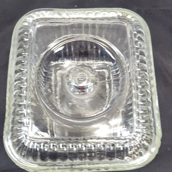 Ribbed Glass Anchor Hocking Refrigerator Storage Candy Dish Inverted Knob Lid - Picture 6 of 14